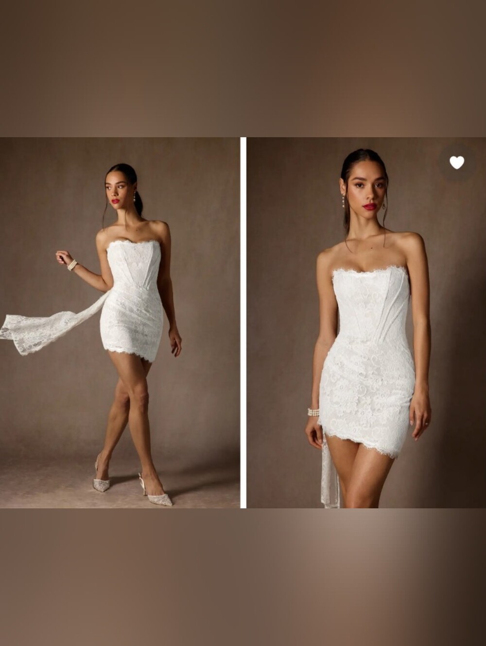 Azazie Starla Diamond White Strapless Lace Mini Dress